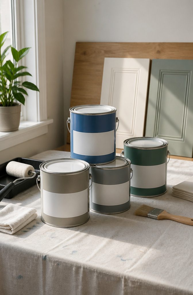 How to Paint Wall Paneling: 6 Steps for a Smooth, Lasting Finish 10 Cans of Kilz Restoration and Insl-X Stix on a workspace.