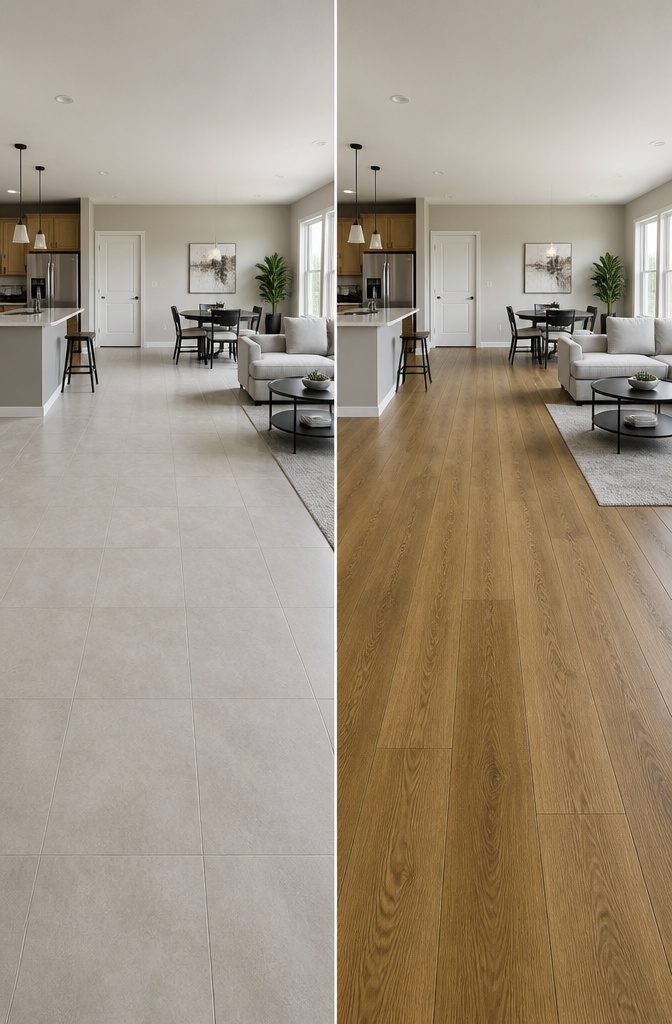 Image showing an article about uniform flooring throughout a house.